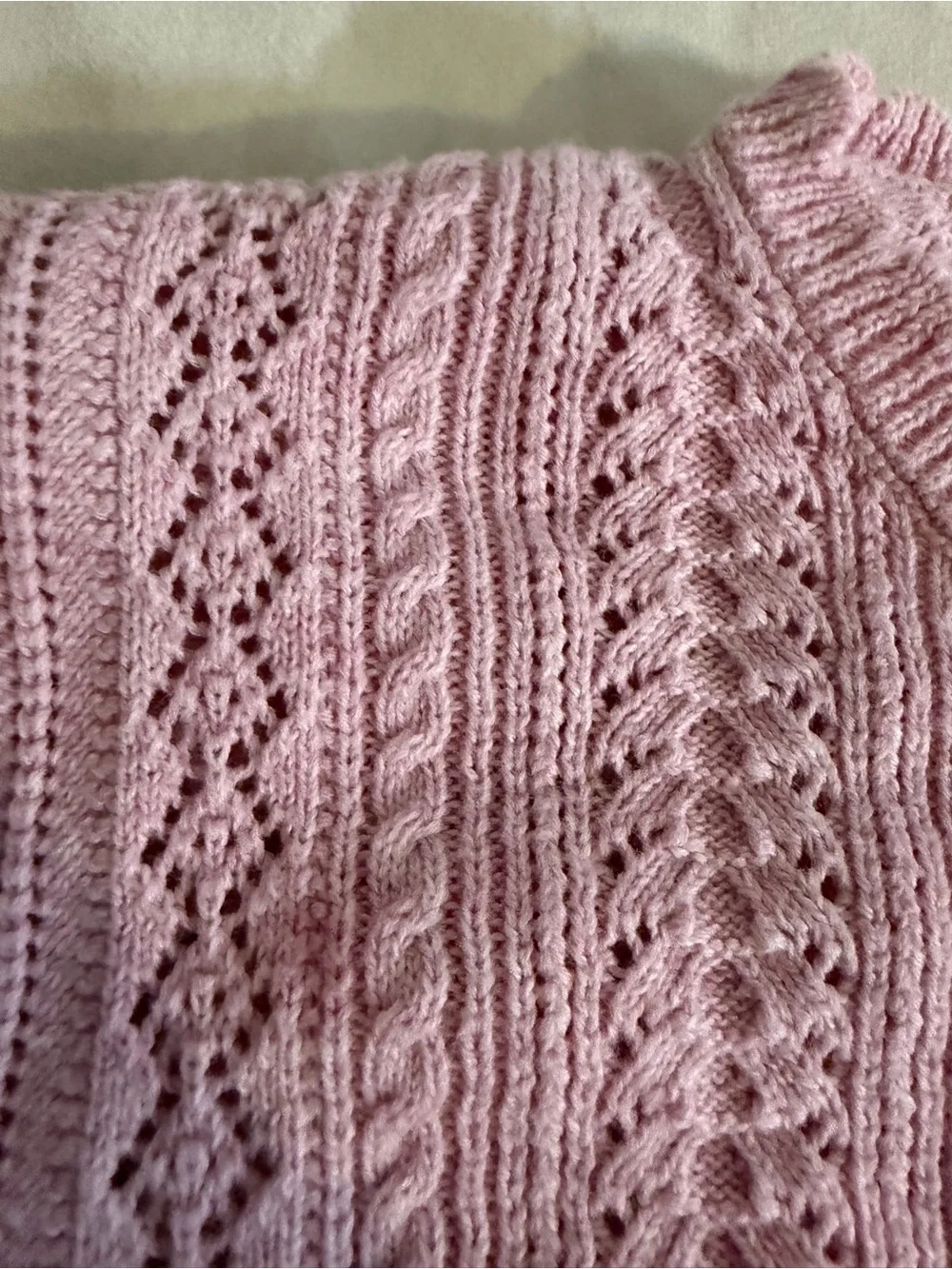 Polo by Ralph Lauren Pink Cropped Cable Knit Cardigan, sz M (8-10)